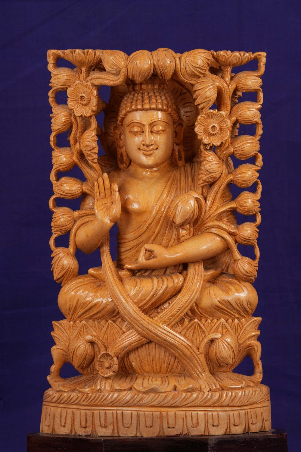 Image of Wooden Buddha Standing Sculpture